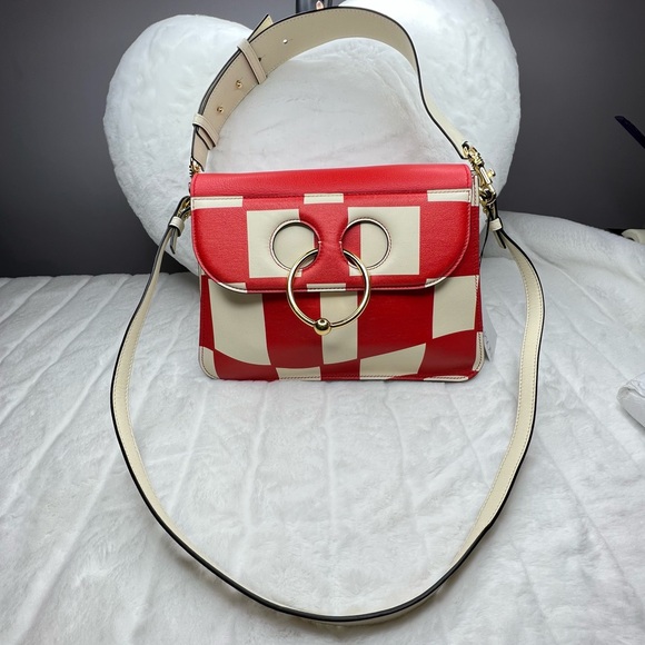 NWT J W Anderson Pierced Red & Cream Check Bag — Medium - Picture 6 of 16